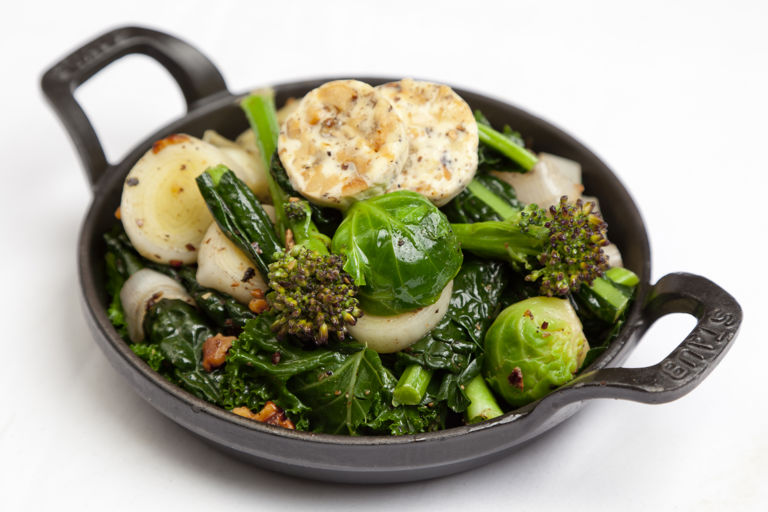 Winter greens with walnut butter 
