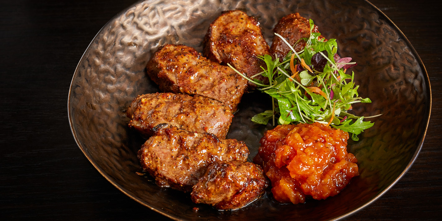 image of Honey Mustard Sarson Wali Duck With Apricot Chutney recipe by Great British Chefs