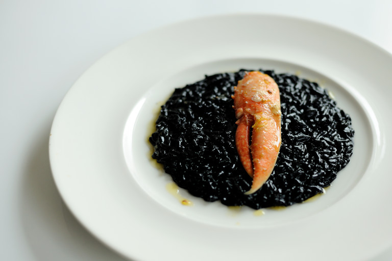 Squid ink risotto