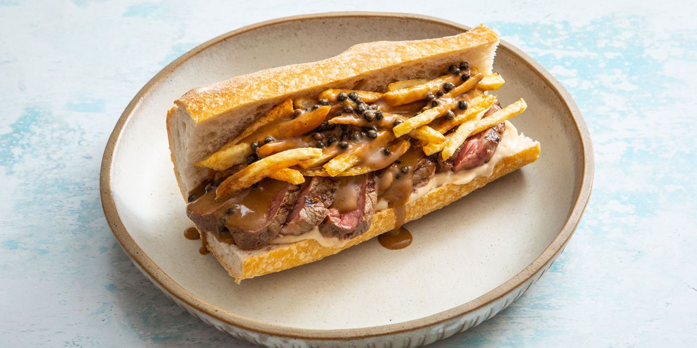 Steak Frites Sandwich With Peppercorn Sauce Mayo Recipe Great British