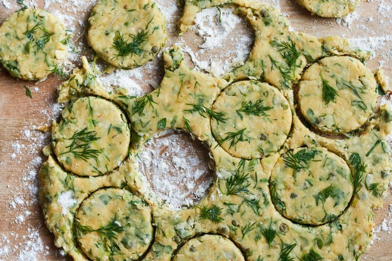 Green olive and herb Welsh cakes