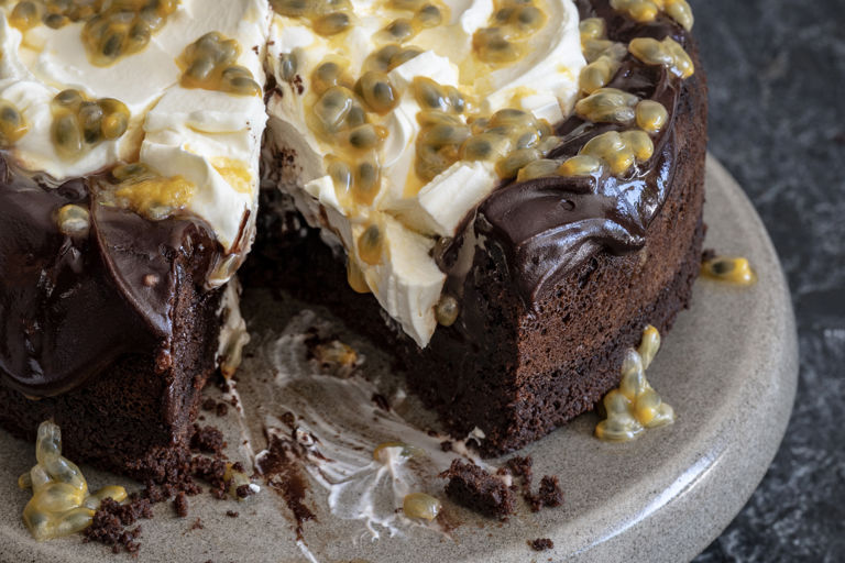 Passion fruit and yoghurt Mississippi mud pie