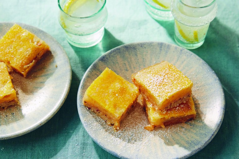 Tangy lemon and juniper bars
