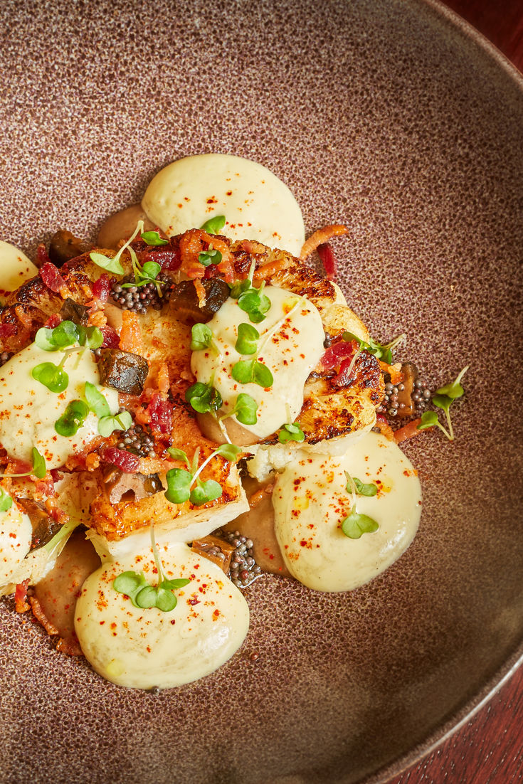 Cauliflower Steak Recipe with Cheddar and Pickled Walnuts Great