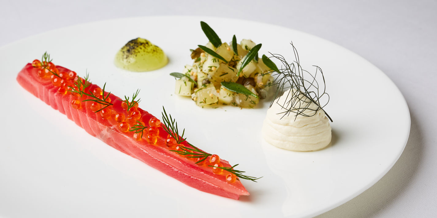 Cured Salmon with Pickled Cucumber and Apple Gel Recipe - Great