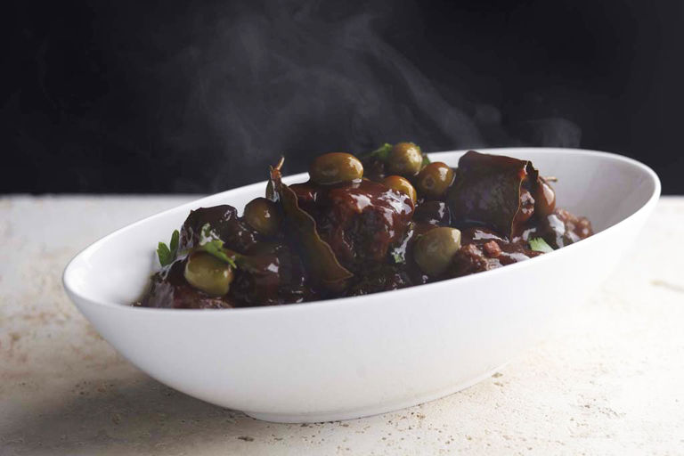Oxtail stew with olives