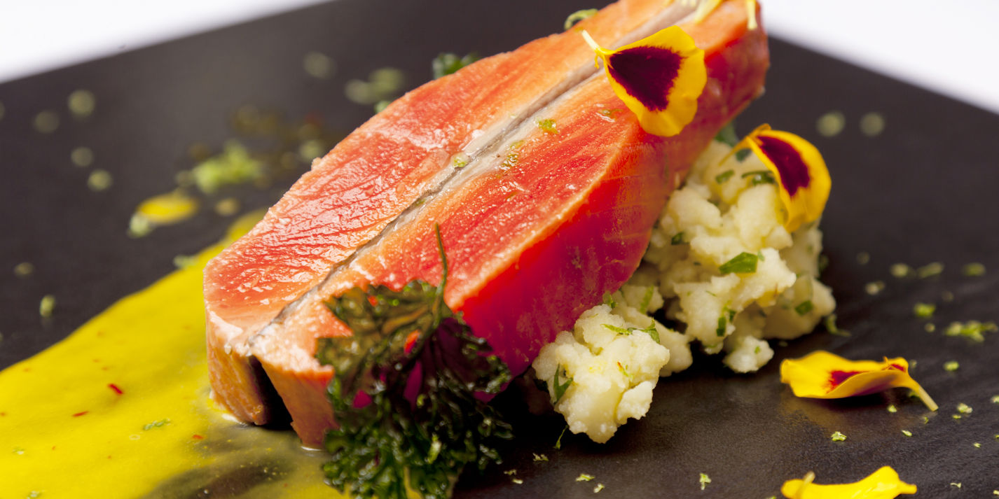Pan-Roasted Salmon with Crushed Potato Recipe - Great British Chefs