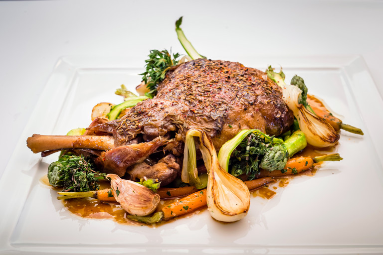 Confit milk-fed lamb shoulder with mild spices