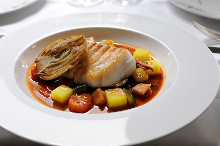 Cod with bouillabaisse sauce