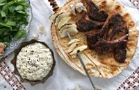Barbecue Goat Chops with Smoky Aubergine Sauce