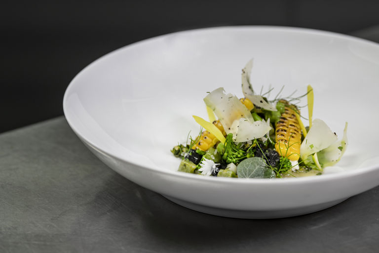 Cod with textures of broccoli, oyster mayonnaise and gnocchi