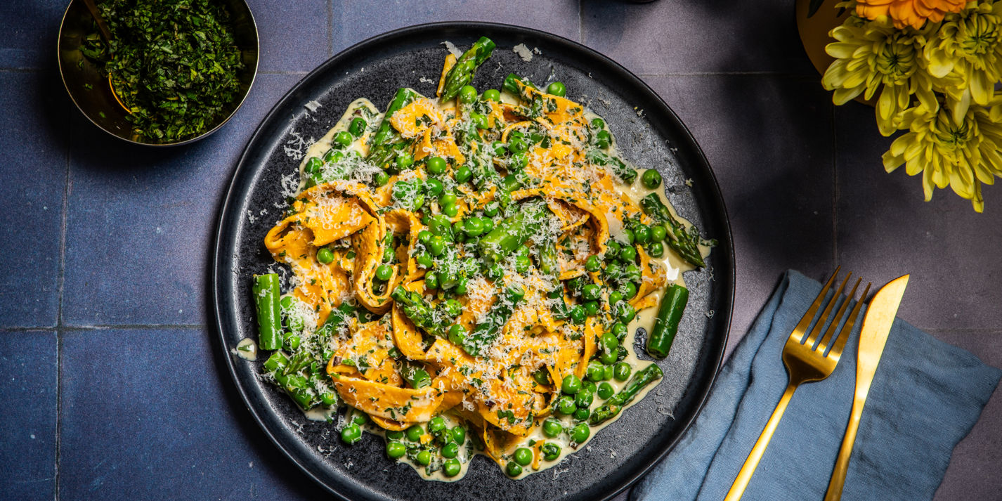 Egg Ribbon Primavera Noodles Recipe - Great British Chefs