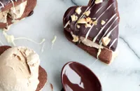 Chocolate, coffee and peanut butter ice cream sandwiches