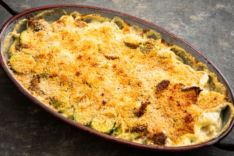 Brussels sprouts and guanciale gratin