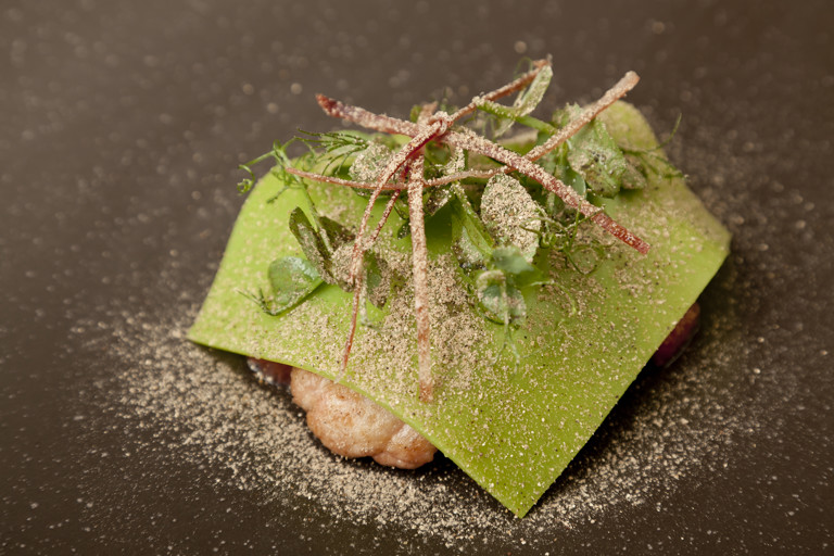 Lamb sweetbreads with shiitake and peas