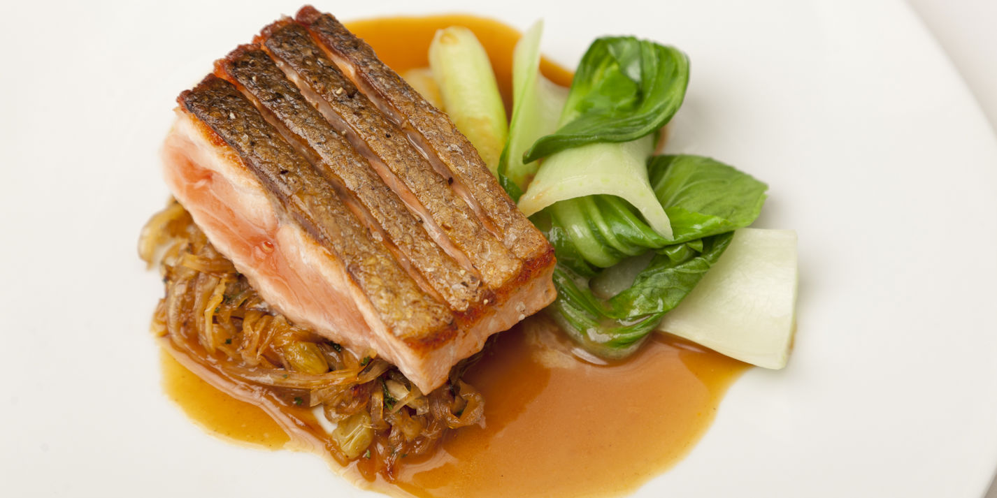 Crispy Salmon with Cabbage Recipe - Great British Chefs