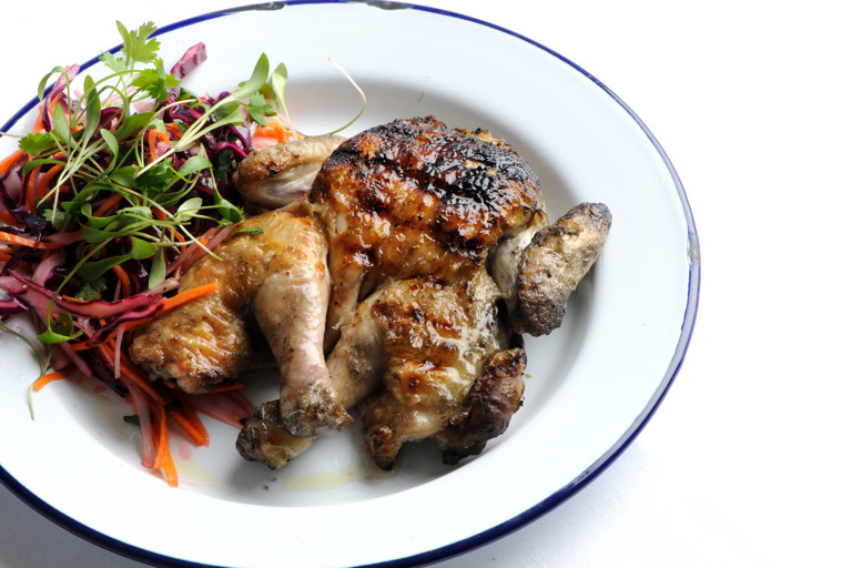 Barbecued spatchcock chicken