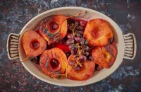 Marsala baked pears and grapes