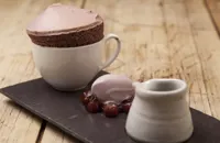 Black cherry soufflé with its own ice cream, hot chocolate 