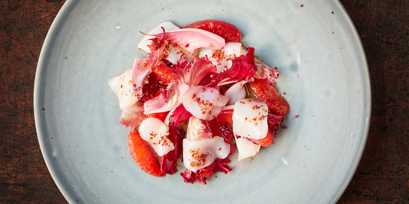 Scallop Crudo Recipe with Blood Orange and Radicchio Great British Chefs