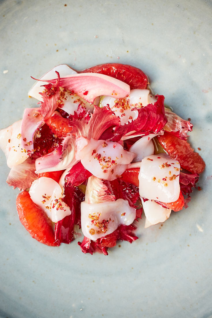 Scallop Crudo Recipe with Blood Orange and Radicchio Great British Chefs