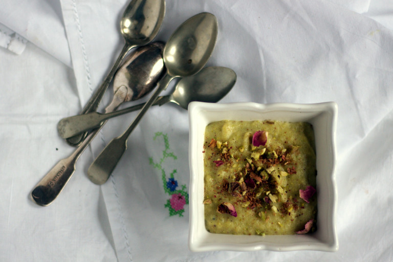 Rose Chai spiced pistachio pudding recipe