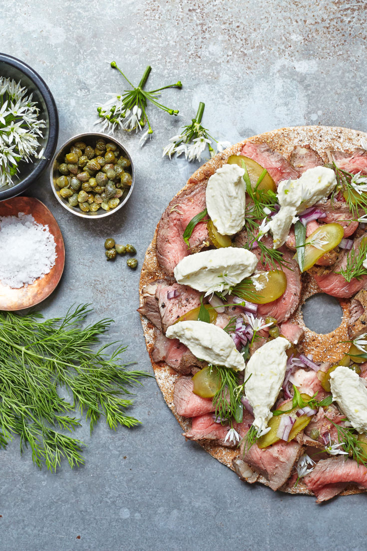 Rare Roast Beef and Horseradish Crispbread recipe Great British Chefs