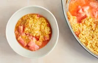 Gluten-free rhubarb and blood orange crumble