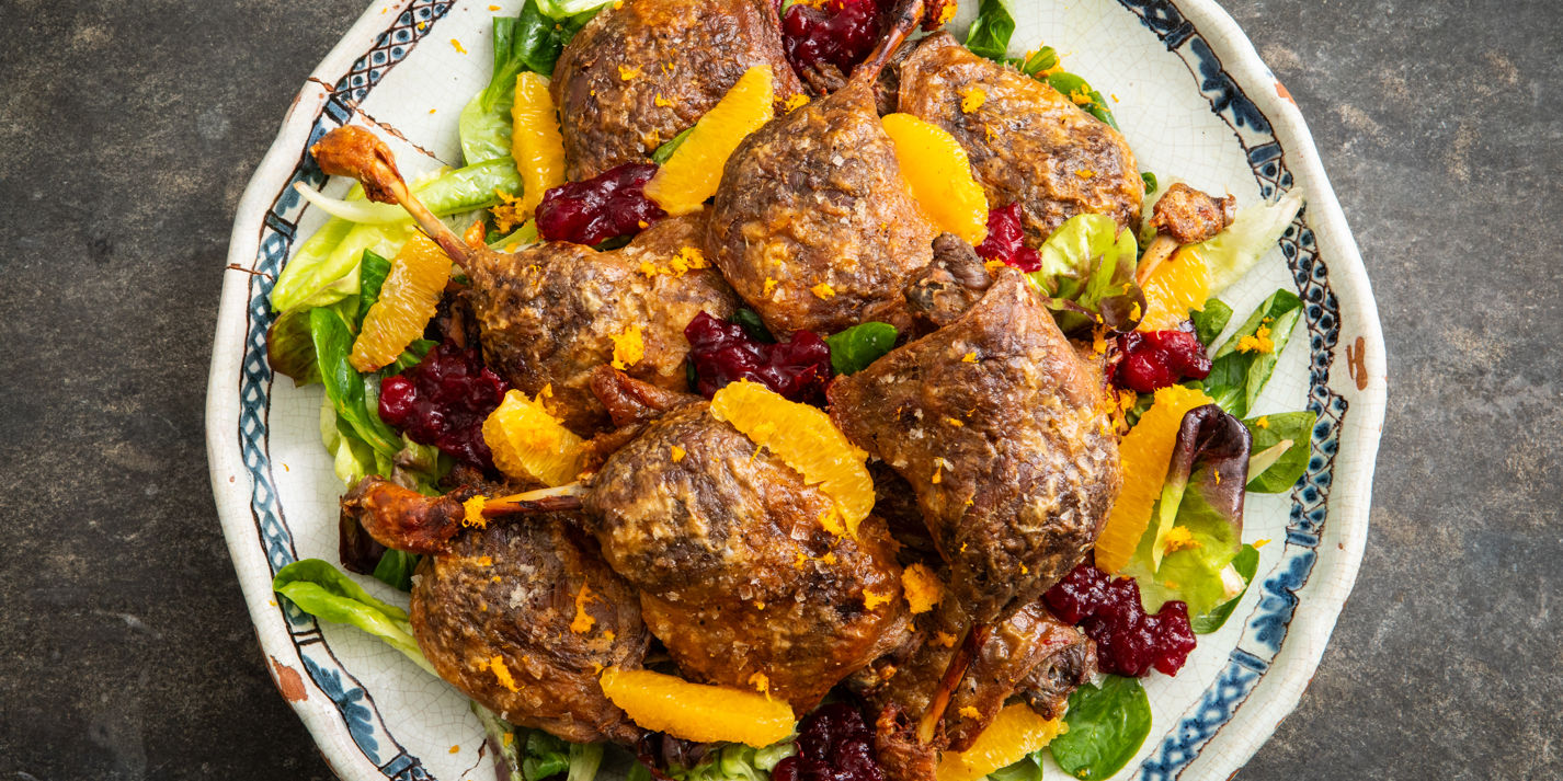 Confit Duck Leg Platter With Cranberry Sauce Recipe - Great British Chefs