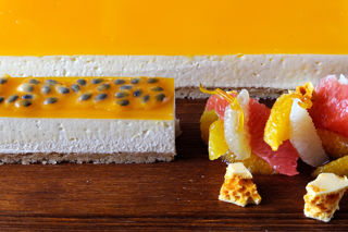 Passion fruit and vanilla cheesecake