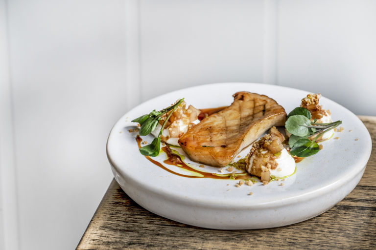 King oyster mushroom with pickled artichoke and truffled goat’s curd
