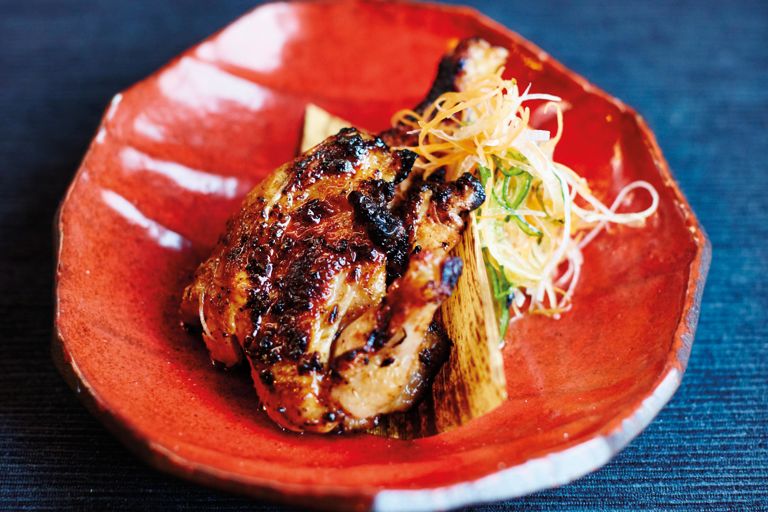 Grilled poussin with lemon-garlic-chilli dipper