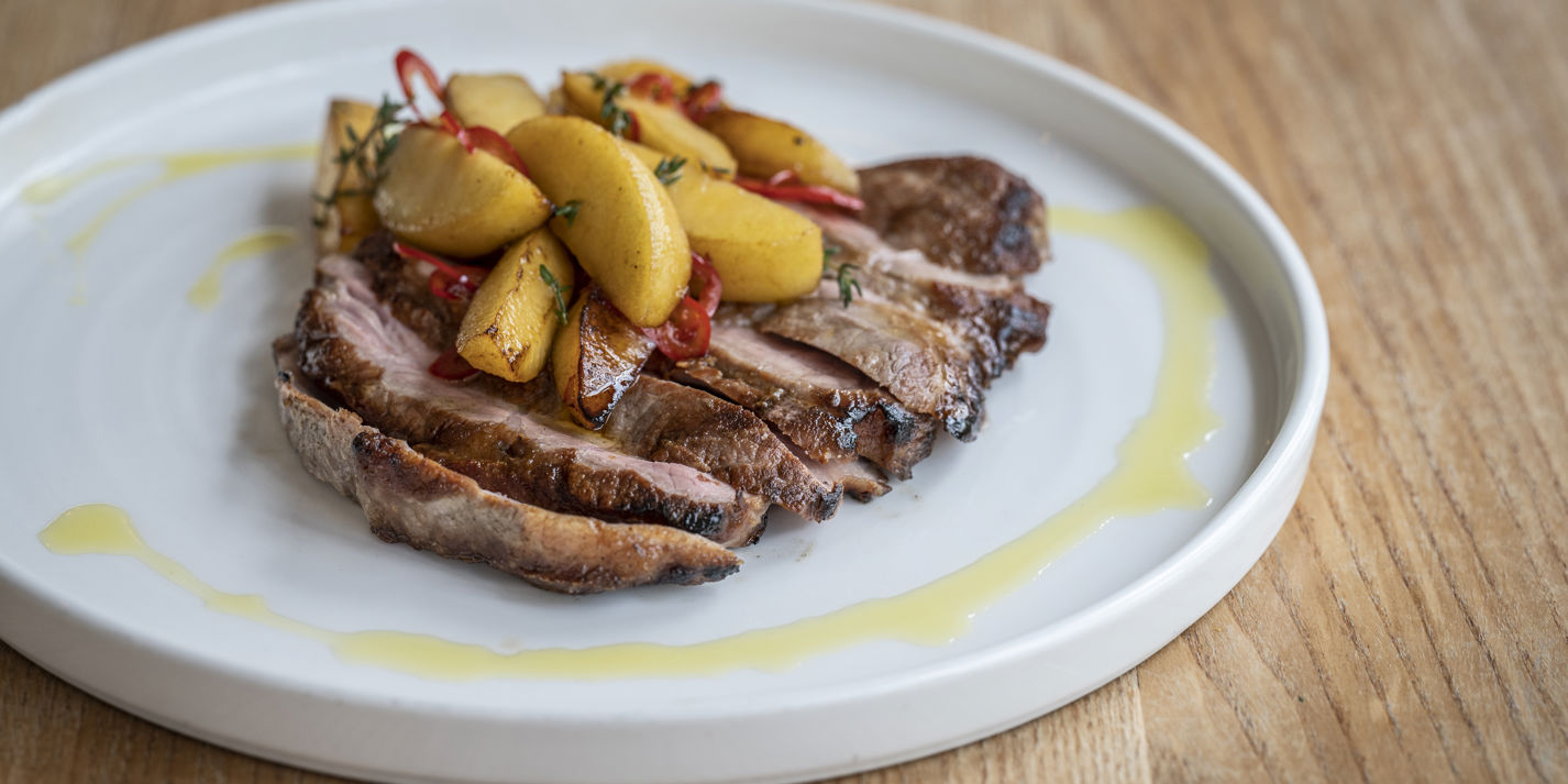 Pork Rib-Eye with Apple Recipe - Great British Chefs