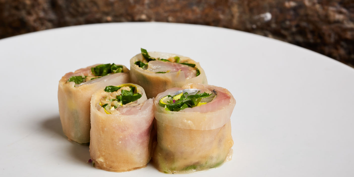 Horse Mackerel Rolls with Hazelnut Miso Recipe - Great British Chefs