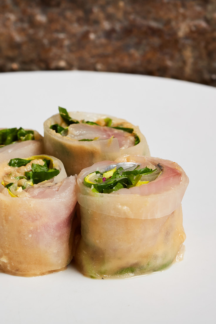 Horse Mackerel Rolls with Hazelnut Miso Recipe Great British Chefs
