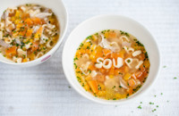 Chicken soup with pasta shapes