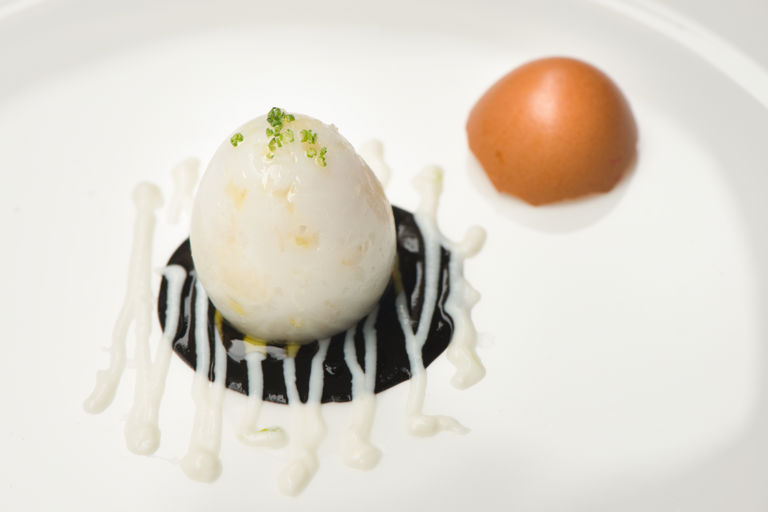 Cuttlefish egg with squid ink and ricotta