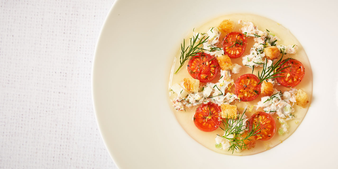 Piccolo Tomato Consommé Recipe with Crab Great British Chefs