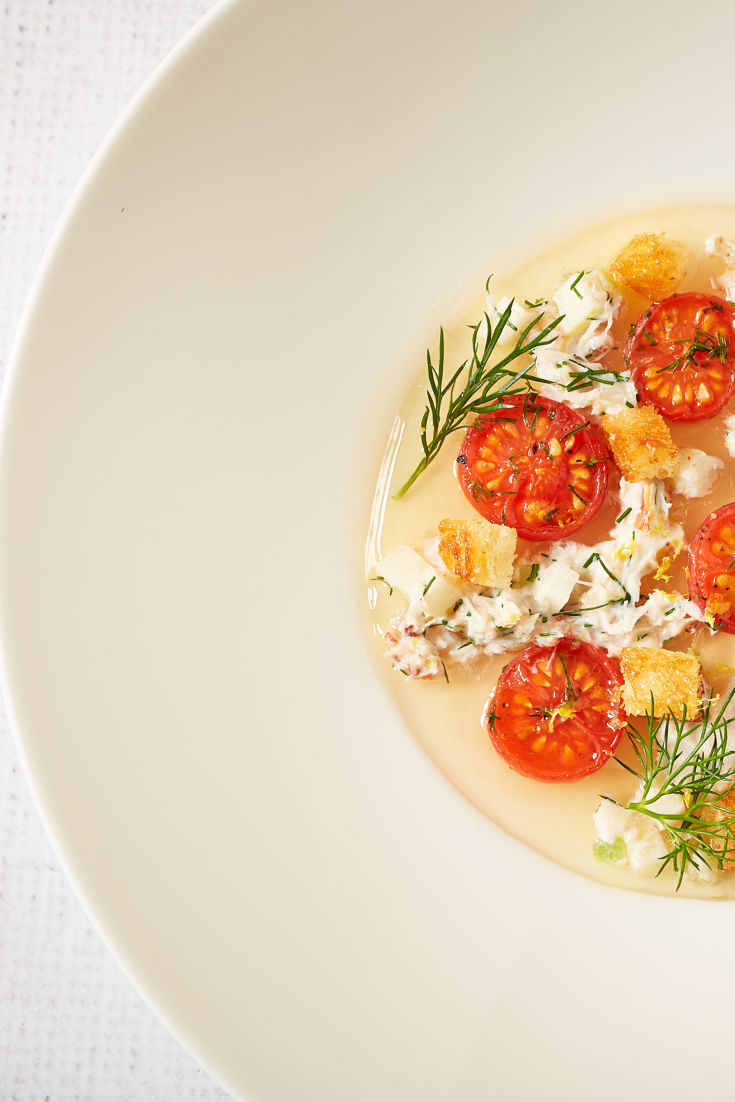 Piccolo Tomato Consommé Recipe with Crab Great British Chefs