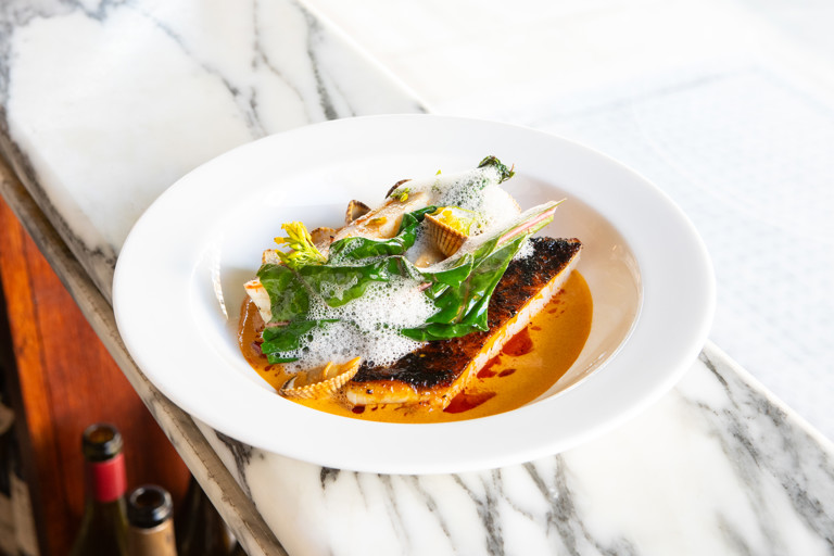 John dory, chicken wing sauce and bouillabaisse