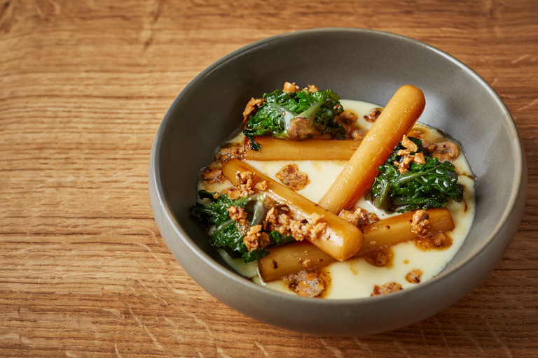 Salsify, Somerset pecorino, hazelnut