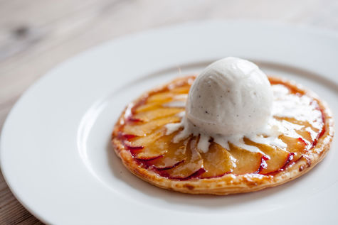 Plum Tart with Olive Oil and Greengage Sorbet Recipe - Great British Chefs