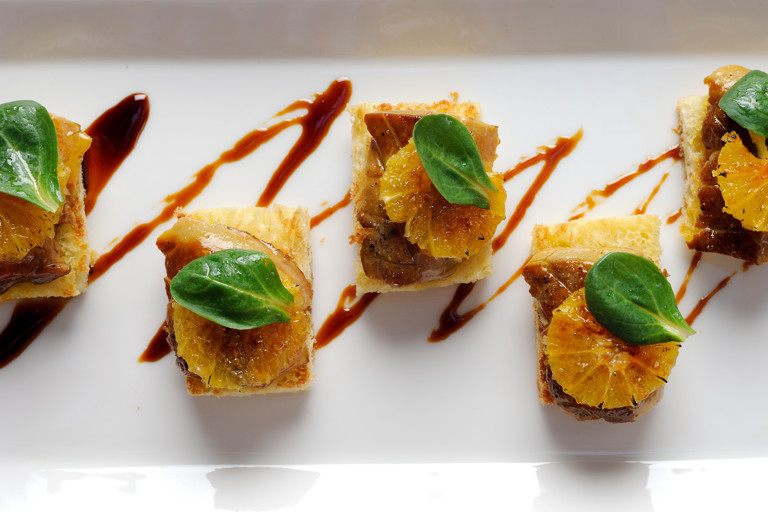Seared foie gras on toasted brioche with caramelised orange