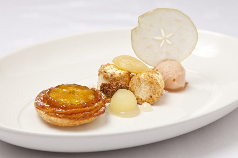 Orchard apples tarte Tatin, sorbet and parfait