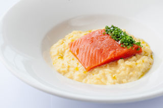 Cured Alaska salmon with scrambled duck eggs