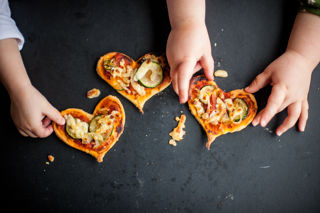 Heart-shaped pizzas