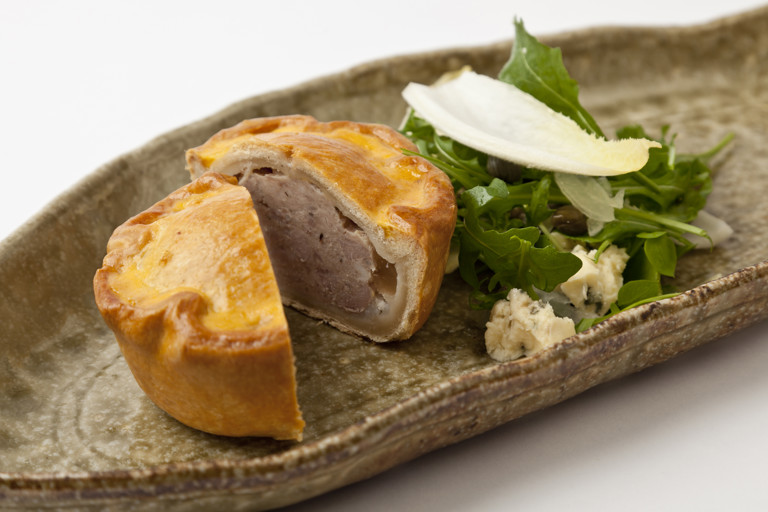 Pork pie with Stilton salad