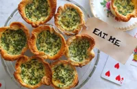 Cheshire (cat) cheese and English garden herb quiches