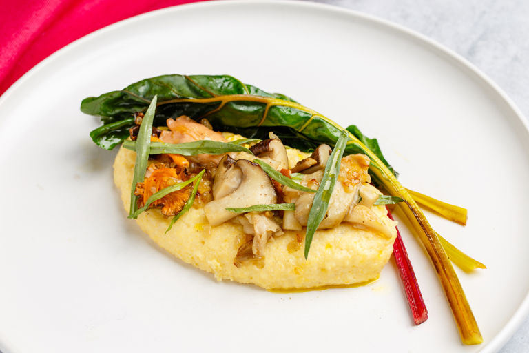 Wild mushrooms, chard and wet polenta