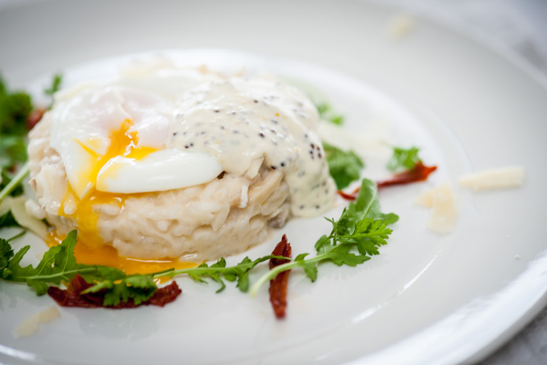 Smoked haddock risotto with grain mustard sauce